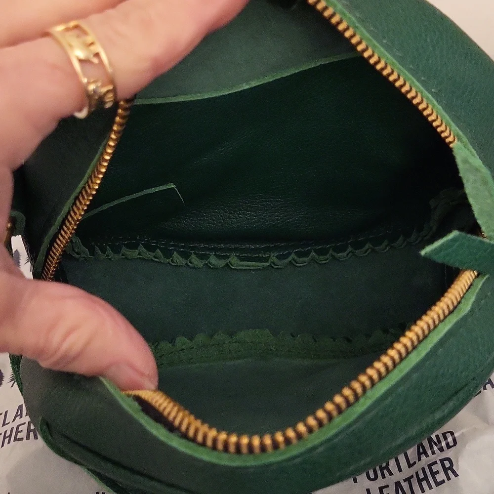 Portland Leather Small Circle Pebbled Leather Crossbody Bag - Picture 7 of 12